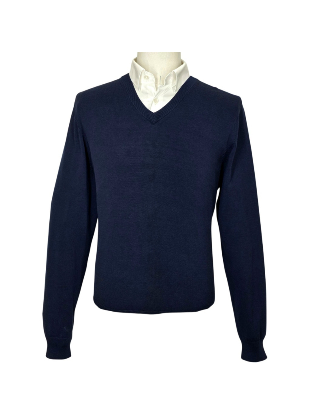 Brooks Brothers Country Club Mens L 70% Silk Cotton V-Neck Sweater Navy Blue